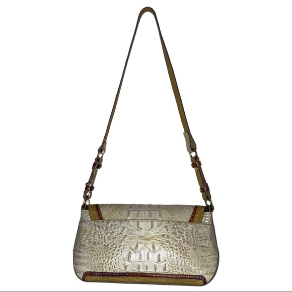Brahmin Crocodile Embossed Leather Flap Front Shoulder Bag - Picture 2 of 7